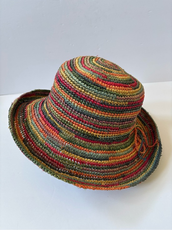 Chico's Accessories - Chico’s MultiColor Crochet Straw Floppy Sun Hat Resort Cruise Beach Coastal Bow